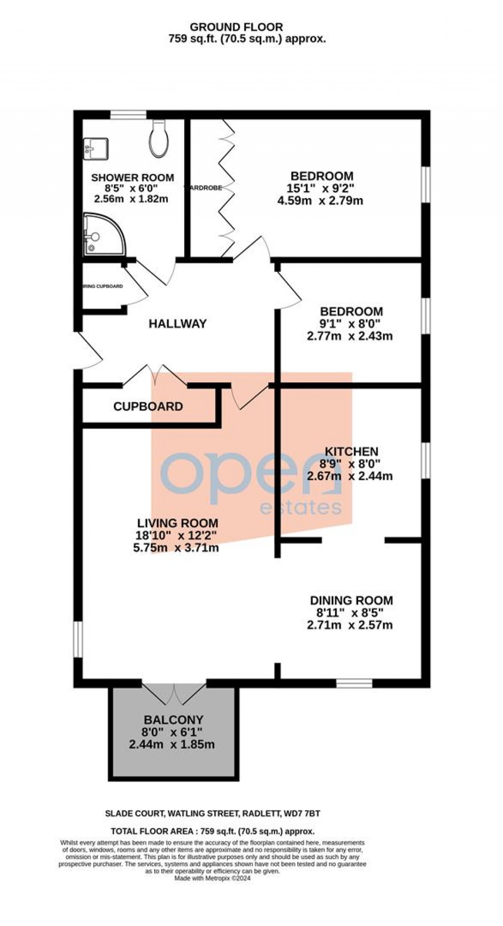 Floorplans For Slade Court, Watling Street, Radlett